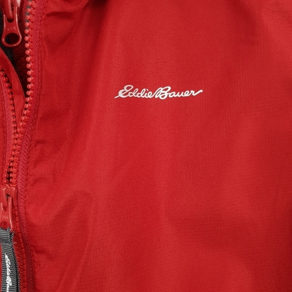 Eddie Bauer Big Kids Large 14/16 Red Grey Windbreaker Jacket Hooded Lightweight - Picture 5 of 11